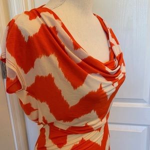 Orange and cream chevron top